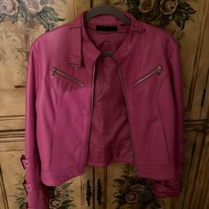Pink leather jacket. Size small.